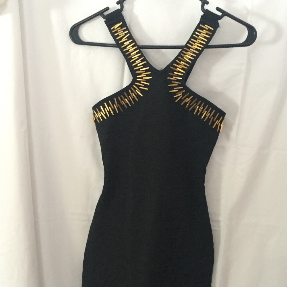 Black Dress Gold Detail